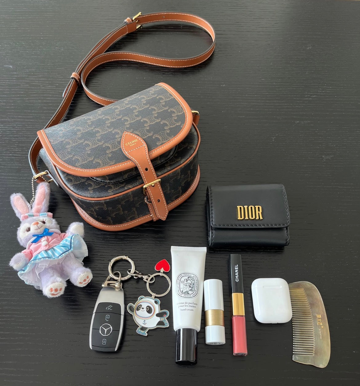 Celine Mini Triomphe Coated Canvas Besace Crossbody Bag